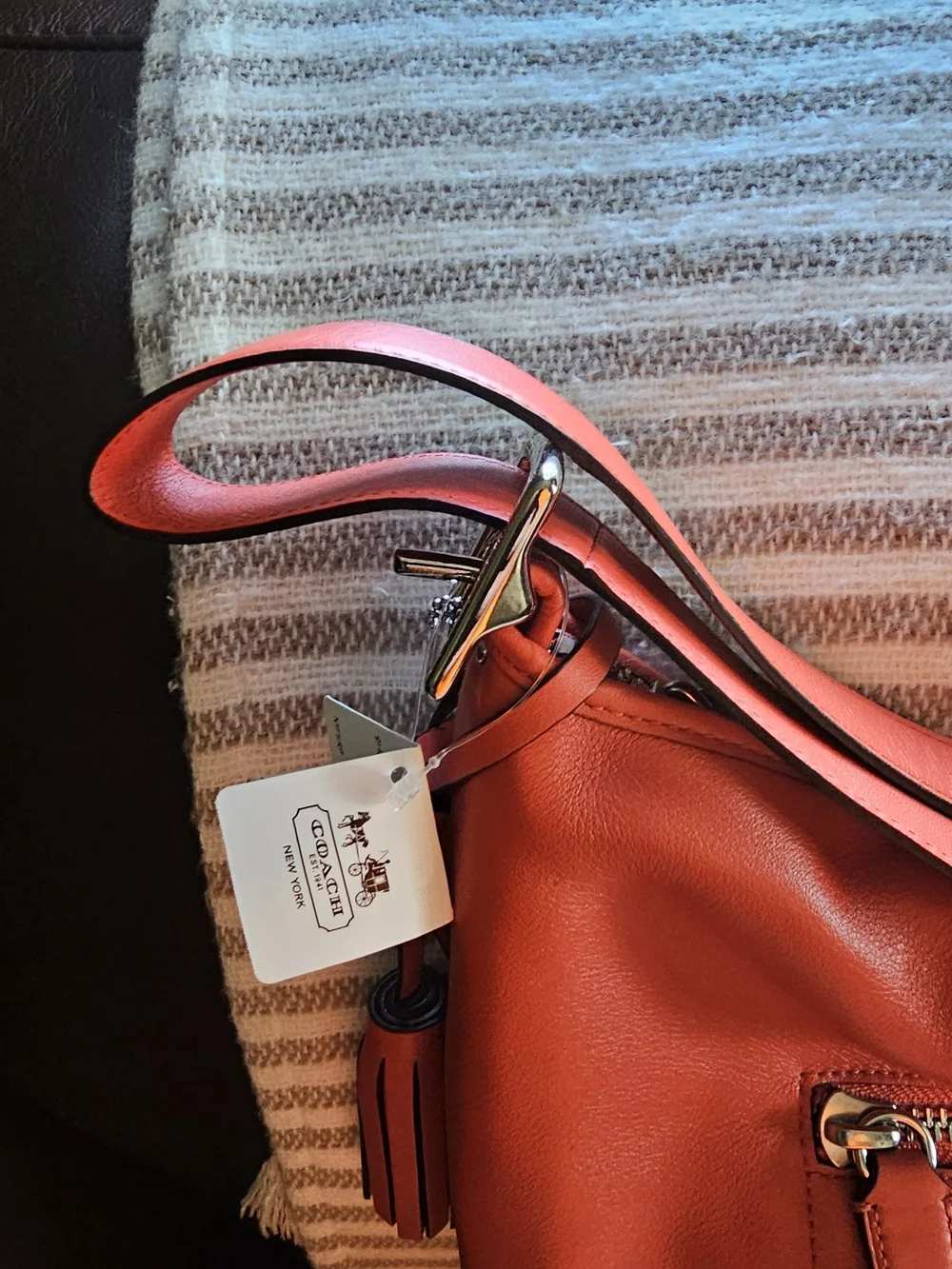 Coach Red Leather Hobo Bag